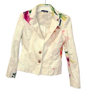 GIANFRANCO ferre white painted abstract FLOWERS spring blazer jacket Ita…